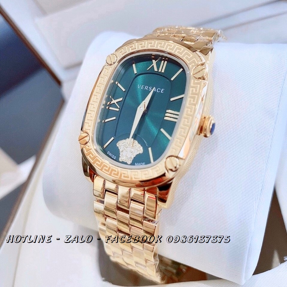 Đồng Hồ Nữ Versace Couture Dây Kim Loại Vàng Mặt Xanh Lá Size 30x37mm Máy Thụy Sĩ