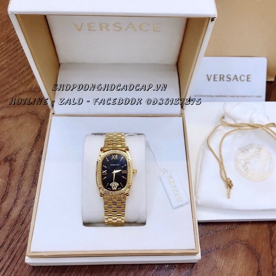 Đồng Hồ Nữ Versace Couture Dây Kim Loại Vàng Mặt Đen Size 30x37mm Máy Thụy Sĩ