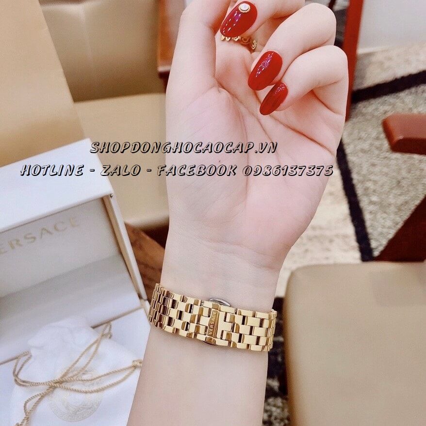 Đồng Hồ Nữ Versace Couture Dây Kim Loại Vàng Mặt Đen Size 30x37mm Máy Thụy Sĩ