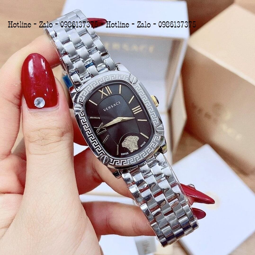 Đồng Hồ Nữ Versace Couture Bạc Mặt Đen 30x37mm