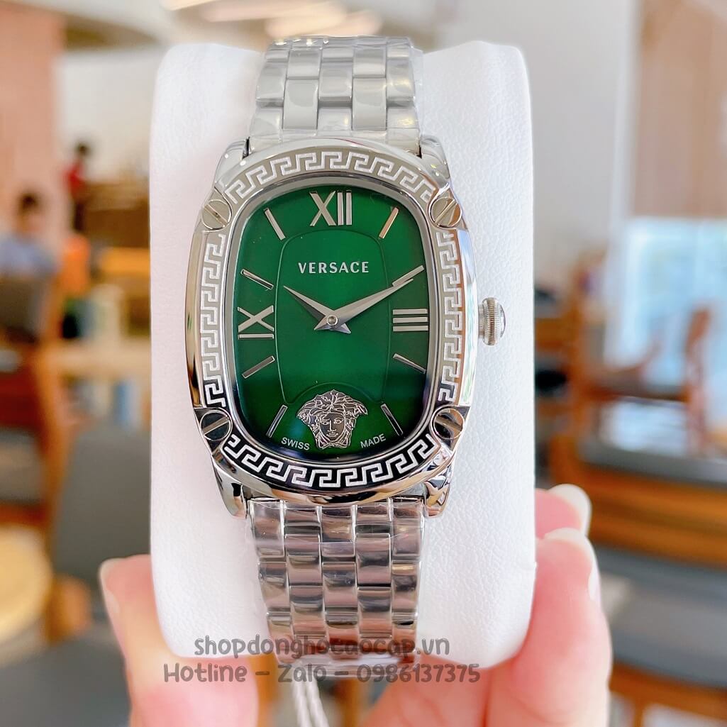 Đồng Hồ Nữ Versace Couture Dây Kim Loại Bạc Mặt Xanh 30x37mm