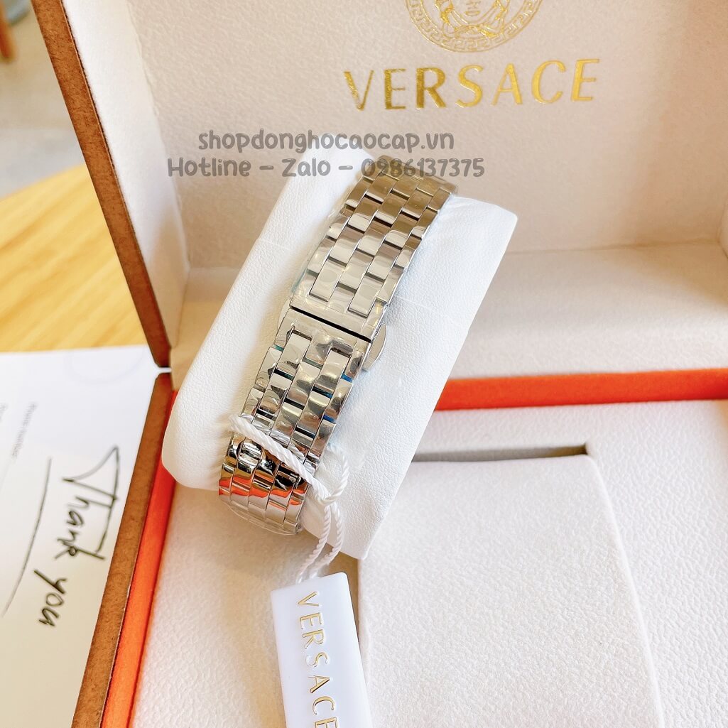 Đồng Hồ Nữ Versace Couture Dây Kim Loại Bạc Mặt Xanh 30x37mm