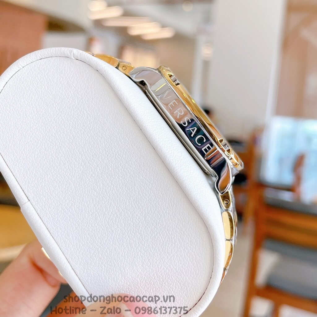 Đồng Hồ Nữ Versace Couture Dây Kim Loại Demi Vàng Mặt Đỏ Size 30x37mm Máy Thụy Sĩ