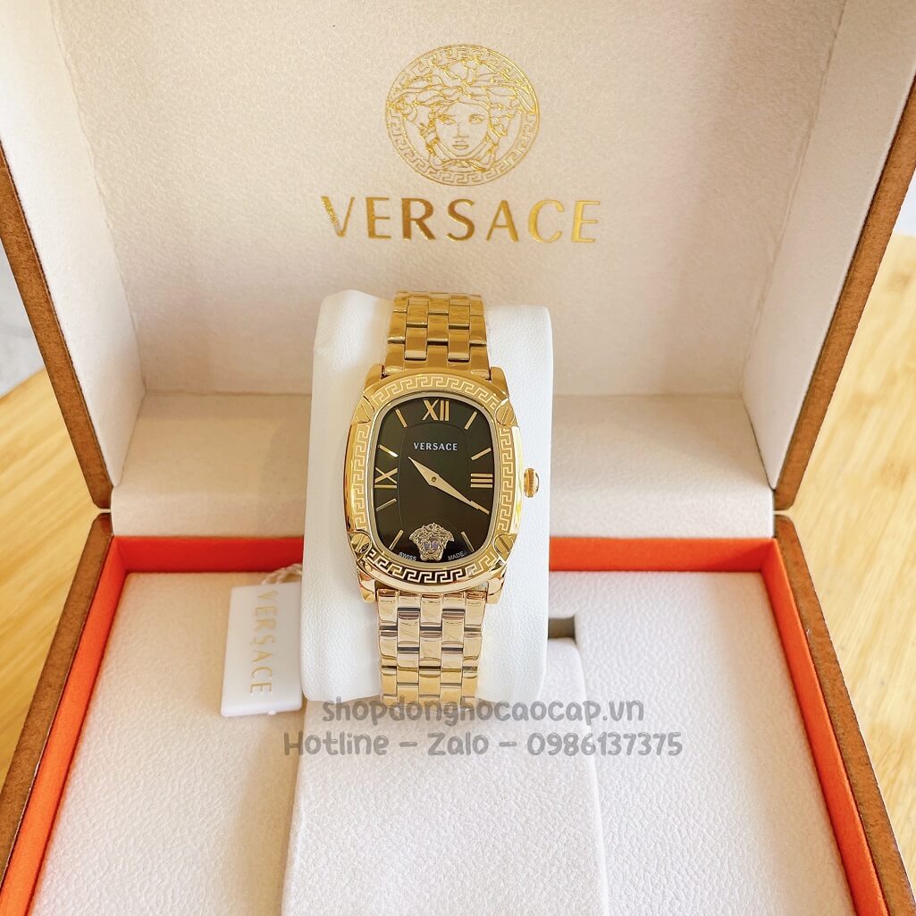 Đồng Hồ Nữ Versace Couture Dây Kim Loại Vàng Mặt Đen 30x37mm