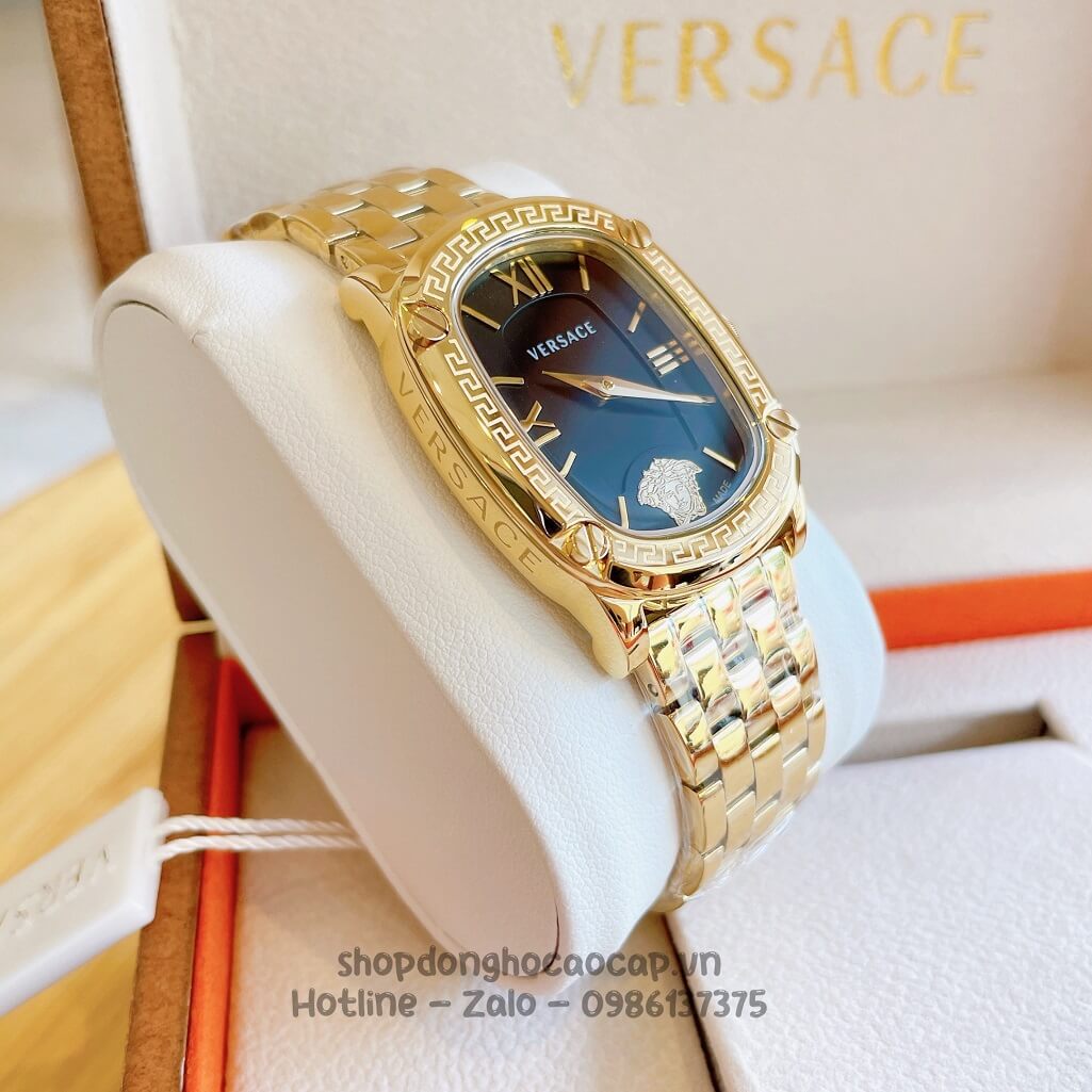 Đồng Hồ Nữ Versace Couture Dây Kim Loại Vàng Mặt Đen 30x37mm