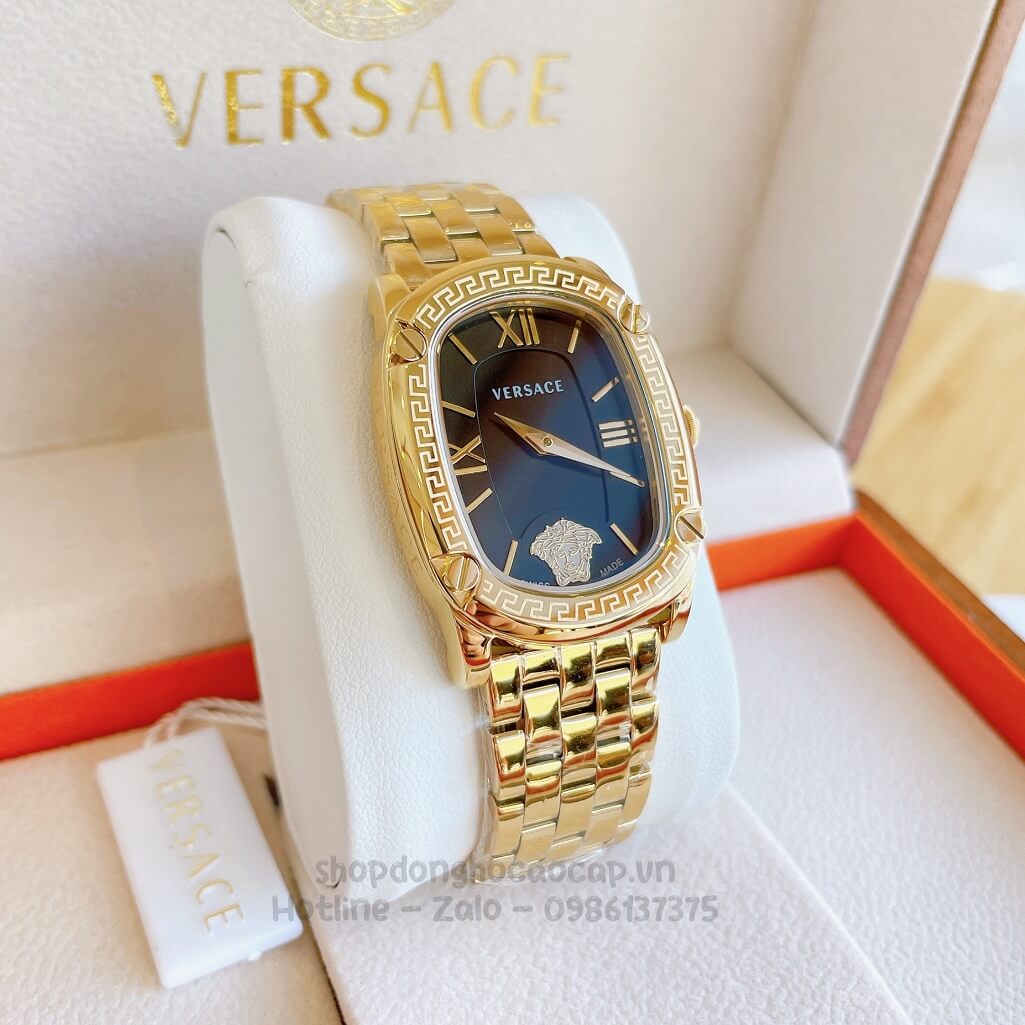 Đồng Hồ Nữ Versace Couture Dây Kim Loại Vàng Mặt Đen 30x37mm