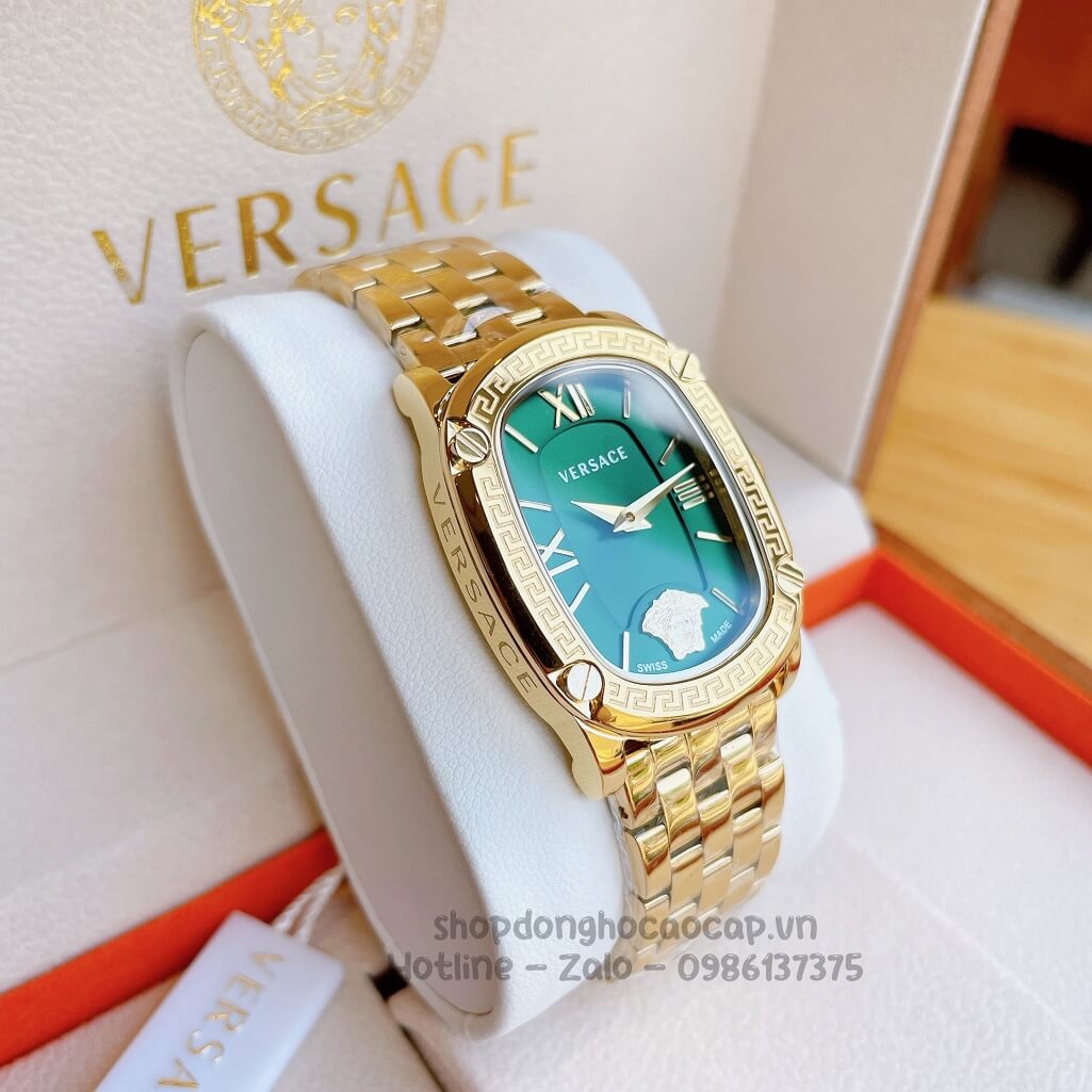 Đồng Hồ Nữ Versace Couture Dây Kim Loại Vàng Mặt Xanh 30x37mm