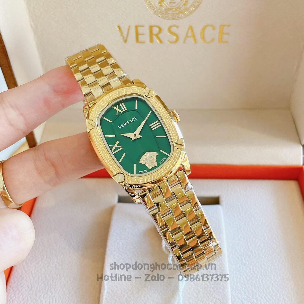 Đồng Hồ Nữ Versace Couture Dây Kim Loại Vàng Mặt Xanh 30x37mm