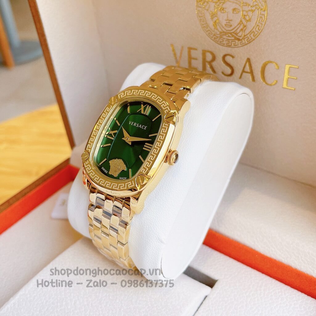 Đồng Hồ Nữ Versace Couture Dây Kim Loại Vàng Mặt Xanh 30x37mm