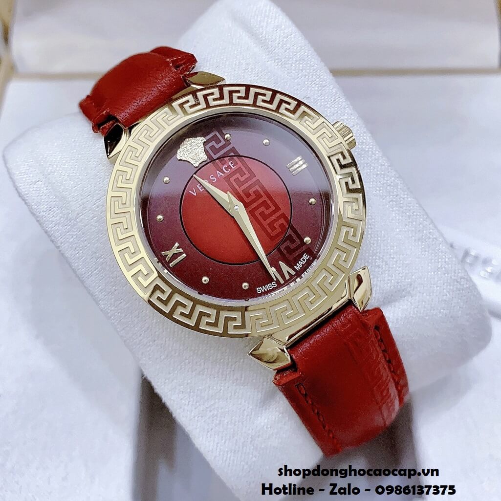 Đồng Hồ Nữ Versace Daphnis Máy Thụy Sỹ Dây Da Đỏ 35mm