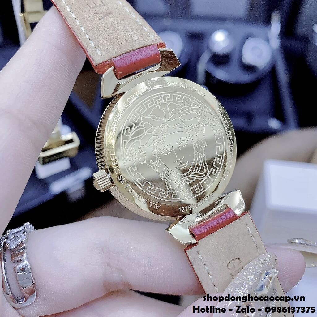 Đồng Hồ Nữ Versace Daphnis Máy Thụy Sỹ Dây Da Đỏ 35mm