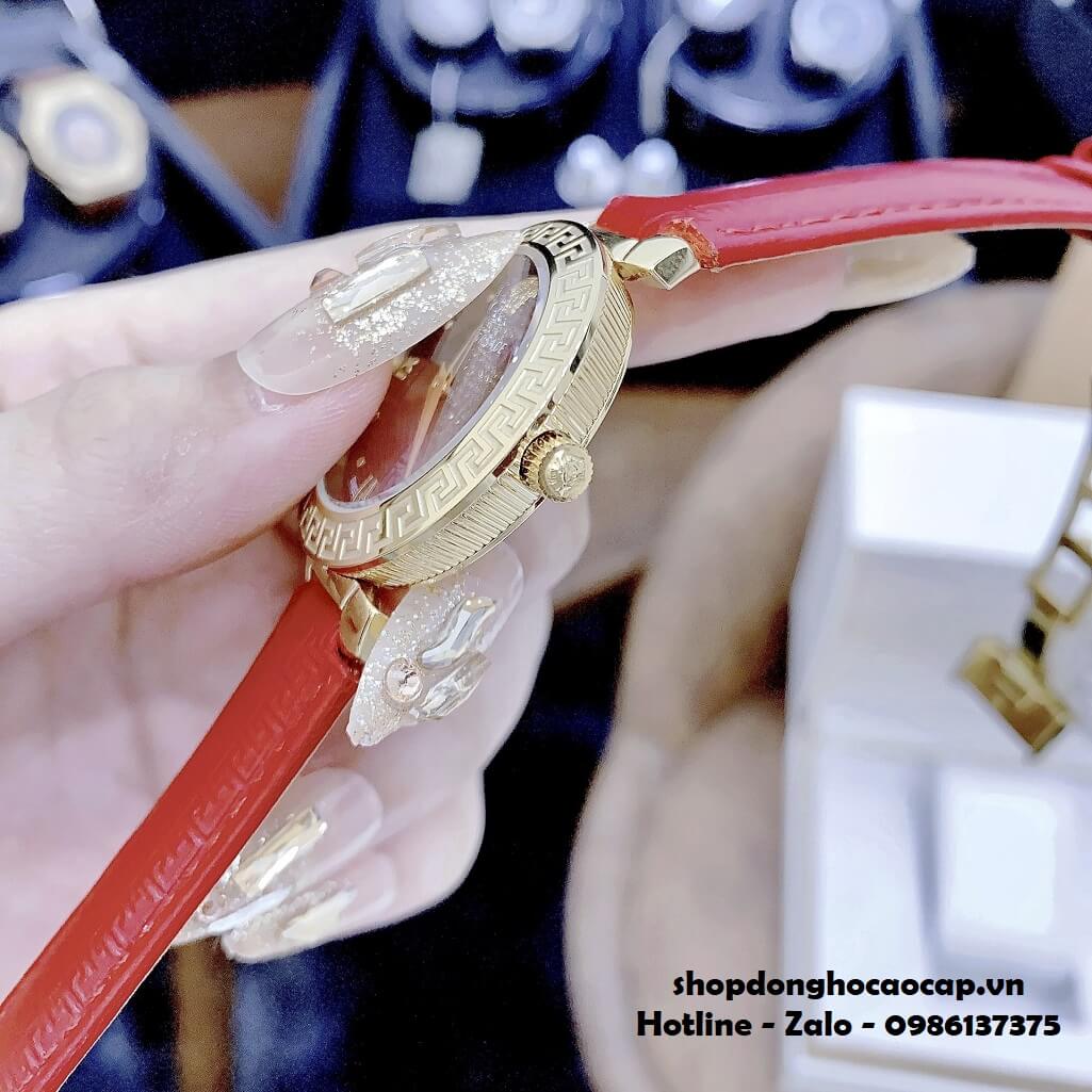 Đồng Hồ Nữ Versace Daphnis Máy Thụy Sỹ Dây Da Đỏ 35mm