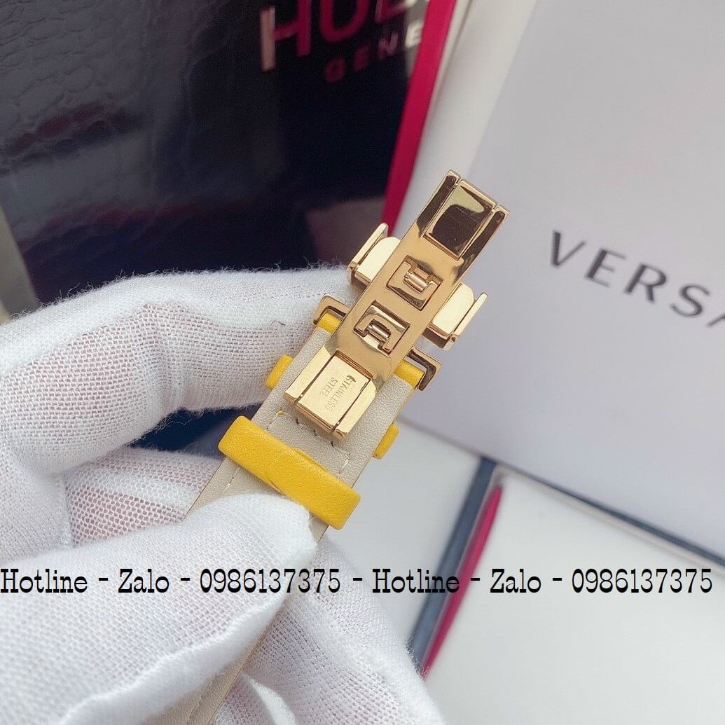 Đồng Hồ Nữ Versace Daphnis Dây Da Vàng Mặt Đen 35mm