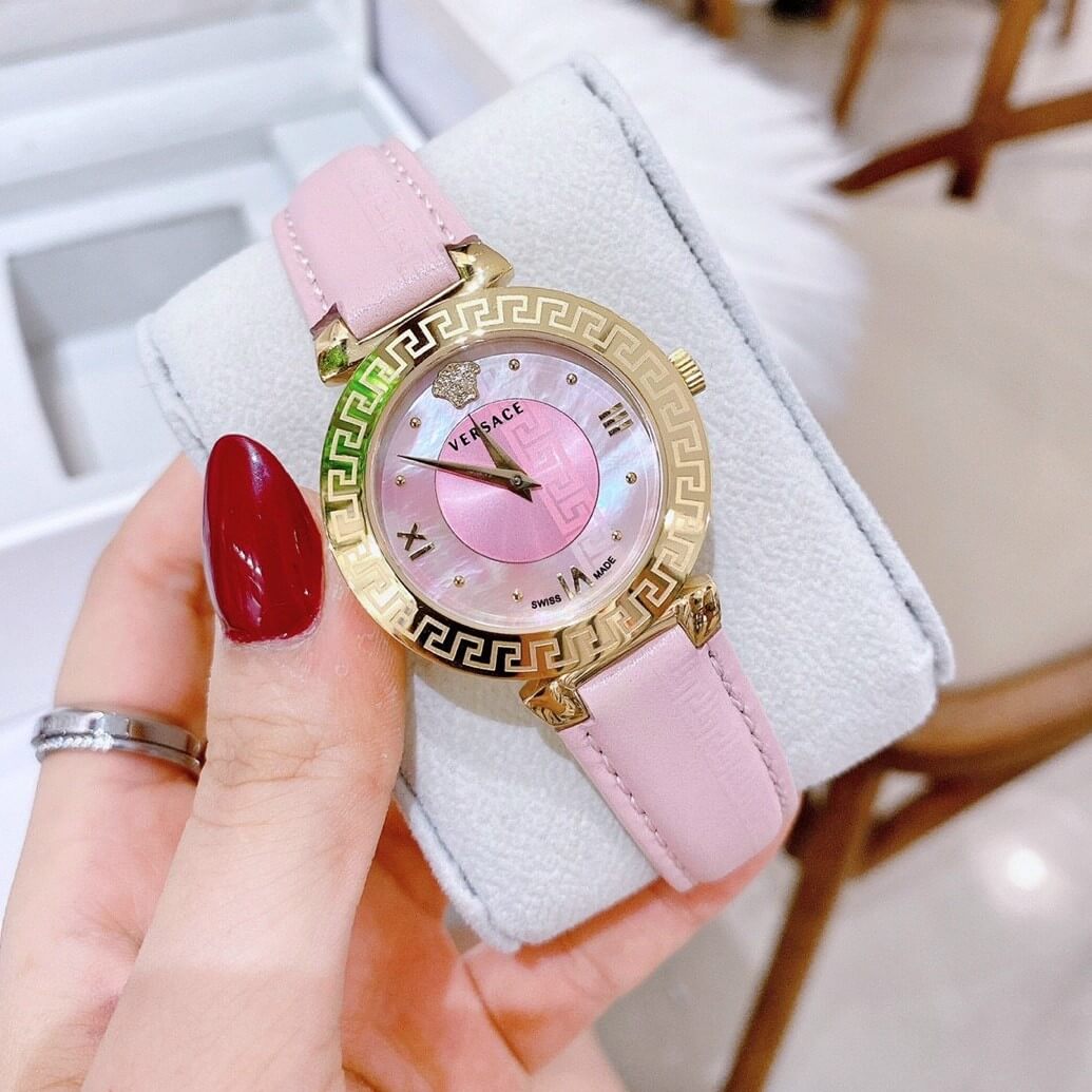 Đồng Hồ Nữ Versace Daphnis Dây Da Hồng Gold 35mm