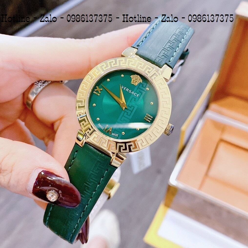 Đồng Hồ Nữ Versace Daphnis Dây Da Xanh Đậm 35mm