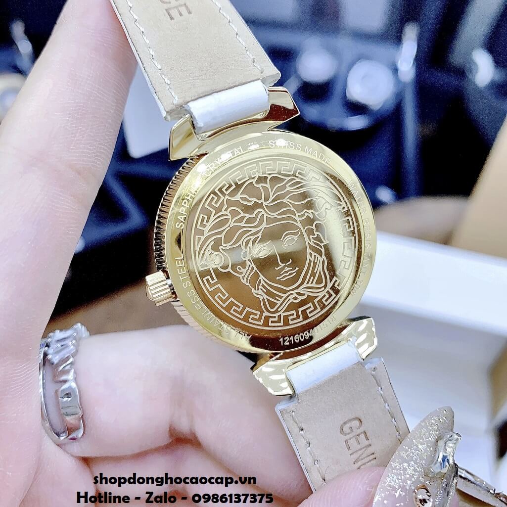 Đồng Hồ Nữ Versace Daphnis Máy Thụy Sỹ Dây Da Trắng 35mm