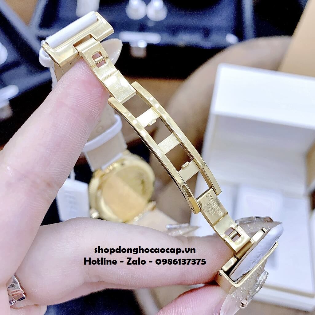 Đồng Hồ Nữ Versace Daphnis Máy Thụy Sỹ Dây Da Trắng 35mm