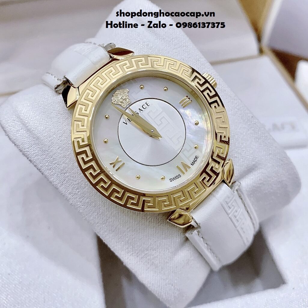 Đồng Hồ Nữ Versace Daphnis Máy Thụy Sỹ Dây Da Trắng 35mm