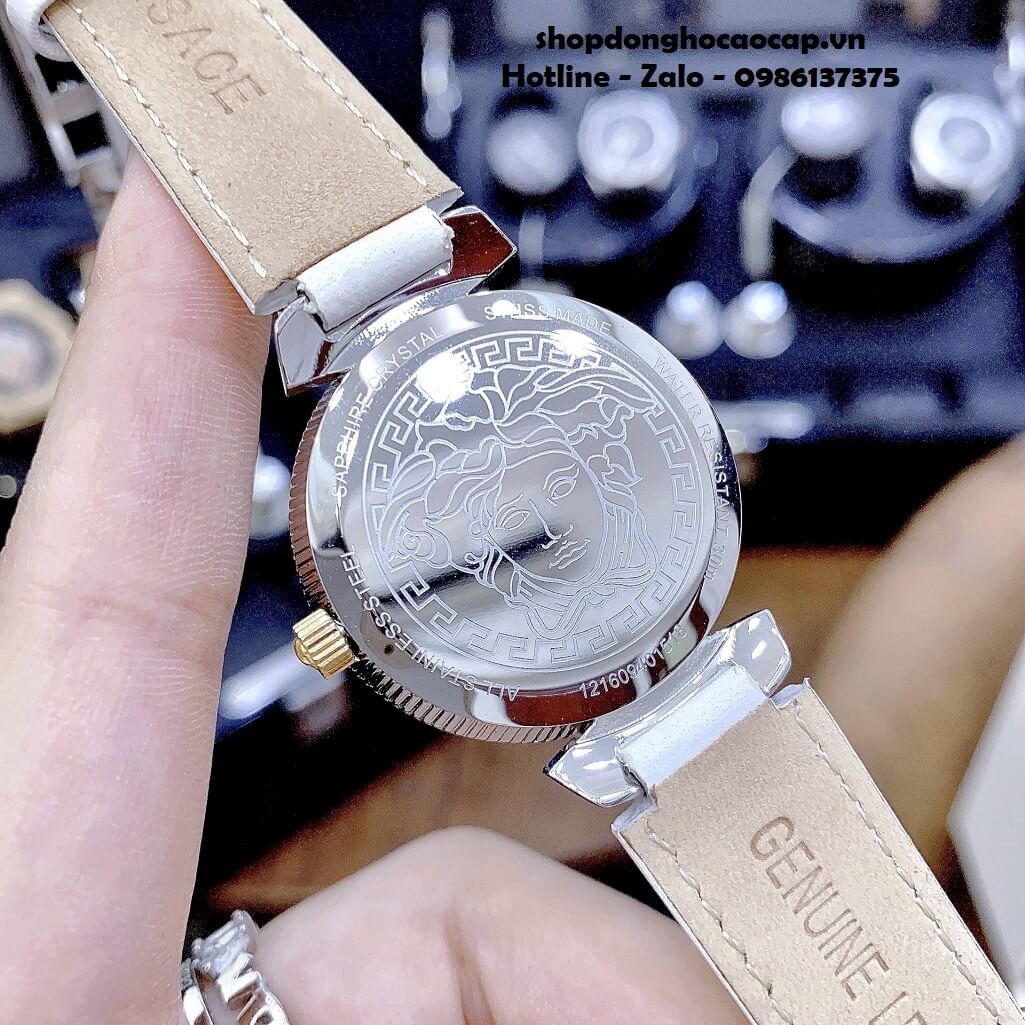 Đồng Hồ Nữ Versace Daphnis Máy Thụy Sỹ Dây Da Trắng 35mm Demi