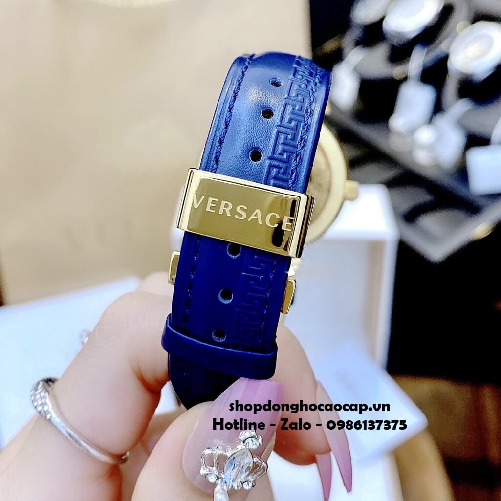 Đồng Hồ Nữ Versace Daphnis Máy Thụy Sỹ Dây Da Xanh Dương 35mm