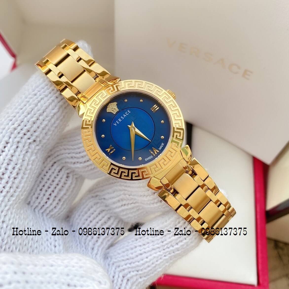 Đồng Hồ Versace Daphnis Vàng Mặt Xanh Nữ 35mm