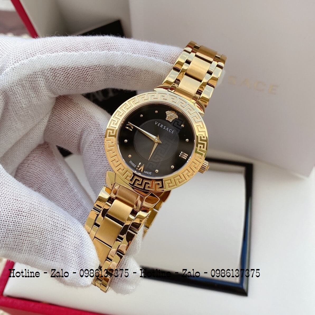 Đồng Hồ Cặp Versace Aion 44mm - Versace Daphnis 35mm - Vàng Đen