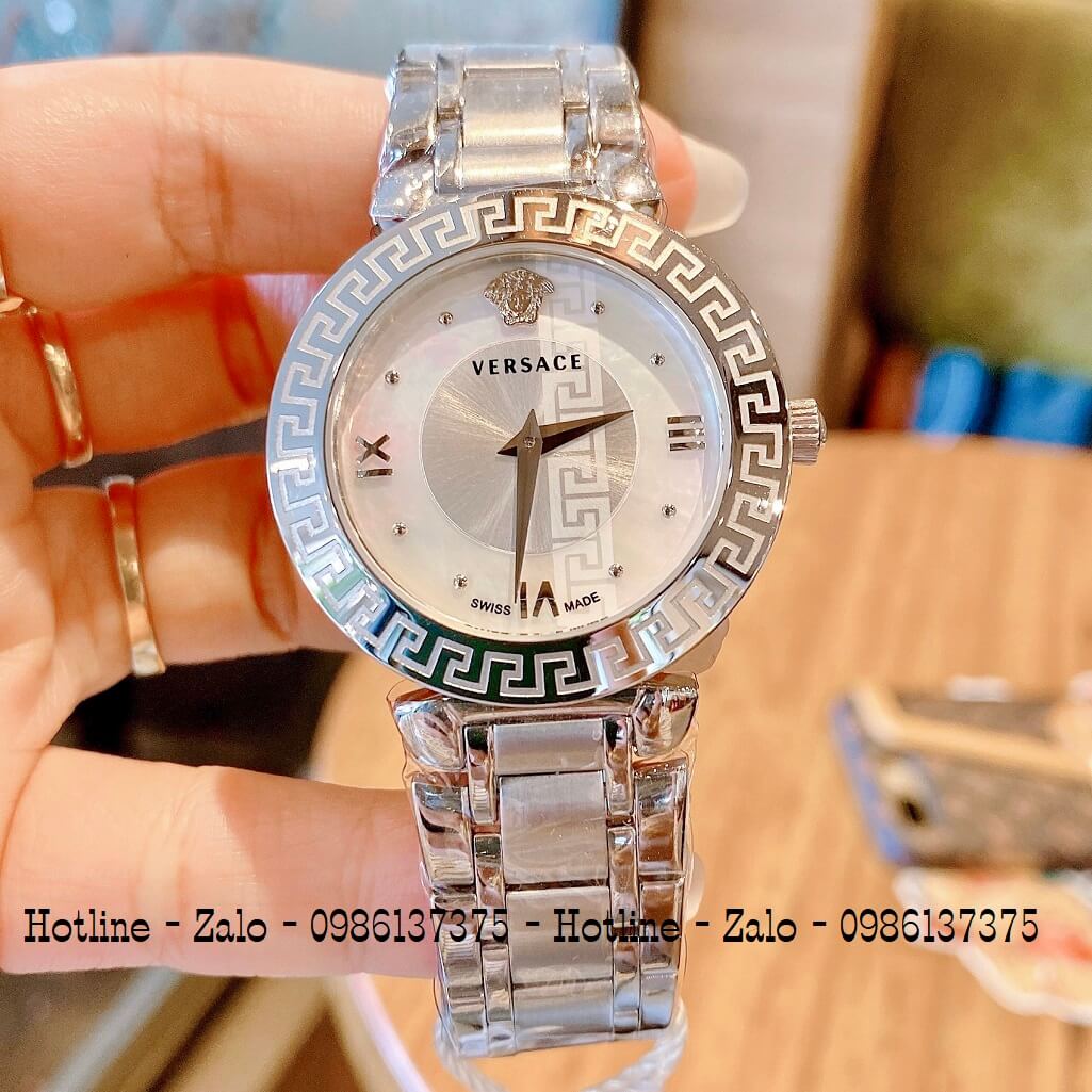 Đồng Hồ Versace Daphnis Bạc Mặt Trắng Nữ 35mm