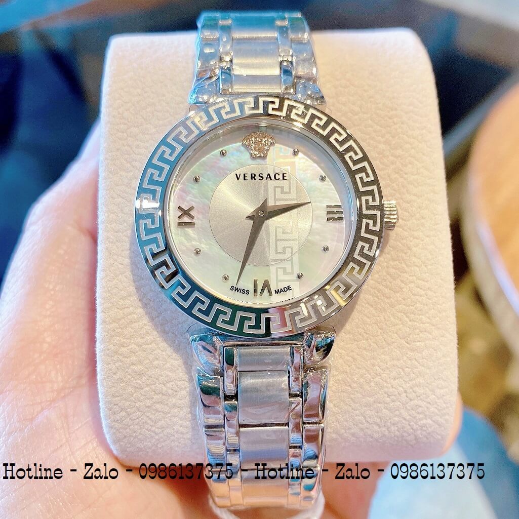 Đồng Hồ Versace Daphnis Bạc Mặt Trắng Nữ 35mm
