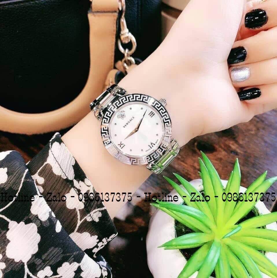 Đồng Hồ Versace Daphnis Bạc Mặt Trắng Nữ 35mm