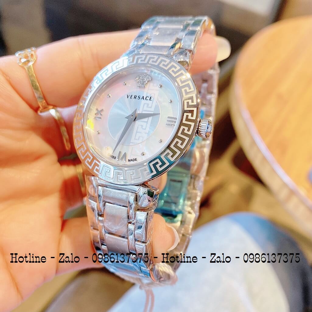 Đồng Hồ Versace Daphnis Bạc Mặt Trắng Nữ 35mm