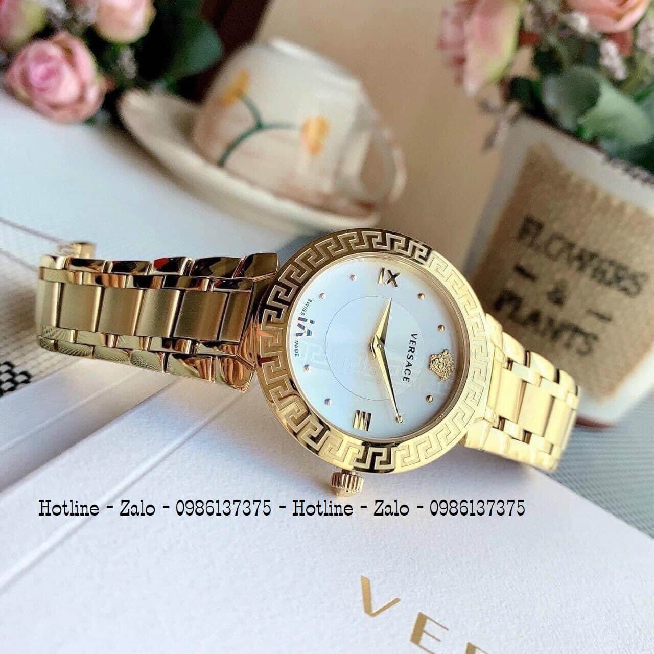 Đồng Hồ Versace Daphnis Vàng Mặt Trắng Nữ 35mm Swiss