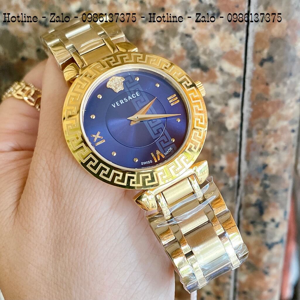 Đồng Hồ Versace Daphnis Swiss Vàng Mặt Xanh Nữ 35mm