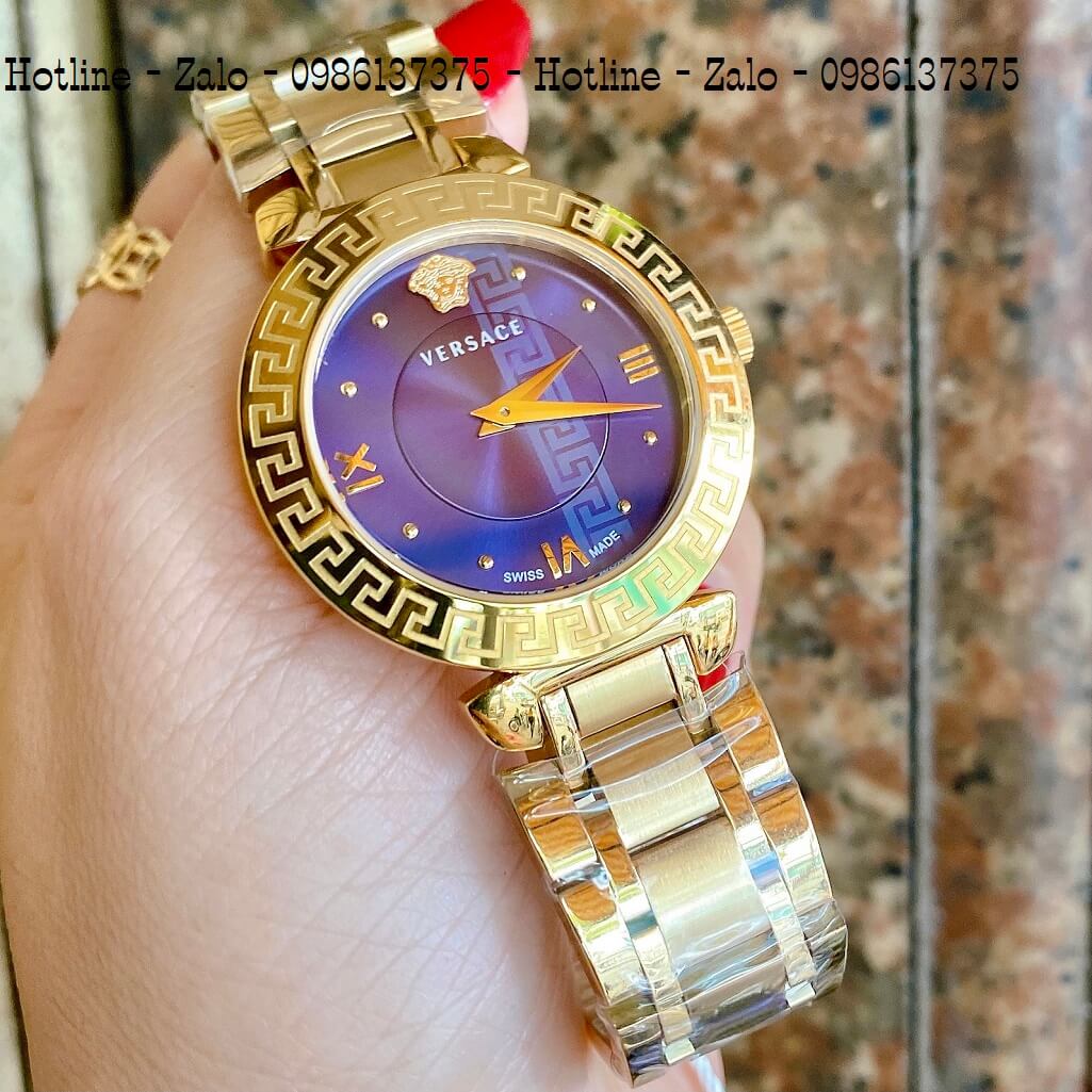 Đồng Hồ Versace Daphnis Swiss Vàng Mặt Xanh Nữ 35mm