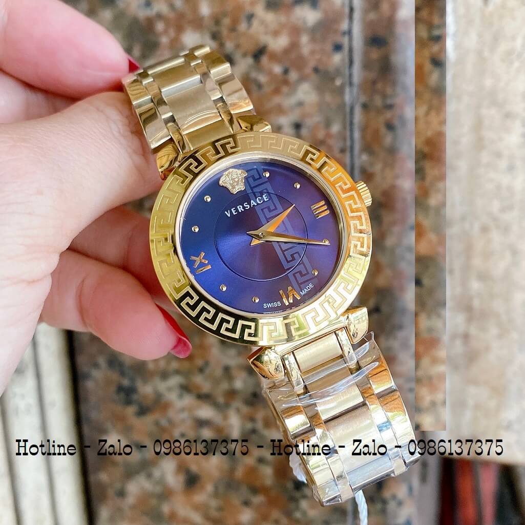 Đồng Hồ Versace Daphnis Swiss Vàng Mặt Xanh Nữ 35mm