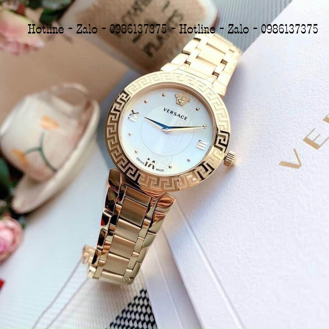 Đồng Hồ Versace Daphnis Vàng Mặt Trắng Nữ 35mm