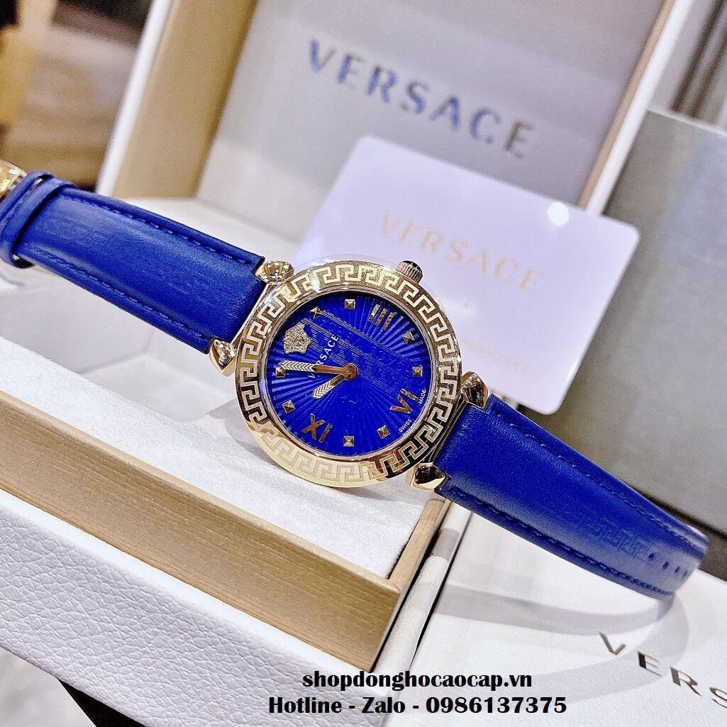 Đồng Hồ Versace Greca Icon Dây Da Xanh Nữ 36mm