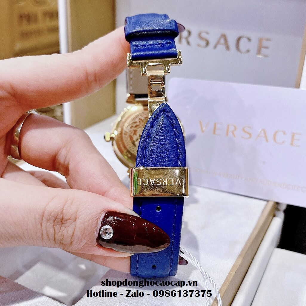 Đồng Hồ Versace Greca Icon Dây Da Xanh Nữ 36mm