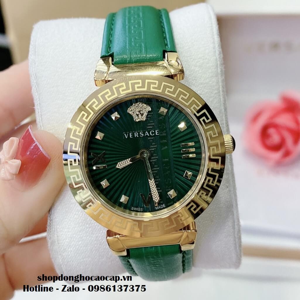 Đồng Hồ Versace Greca Icon Dây Da Xanh Lá Nữ 36mm