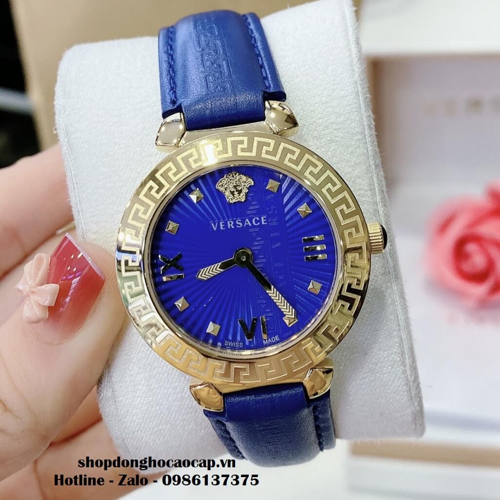 Đồng Hồ Versace Greca Icon Dây Da Xanh Nữ 36mm