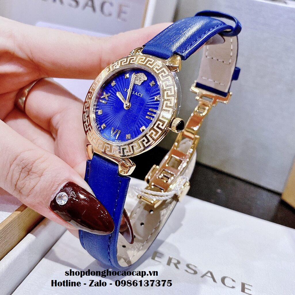 Đồng Hồ Versace Greca Icon Dây Da Xanh Nữ 36mm