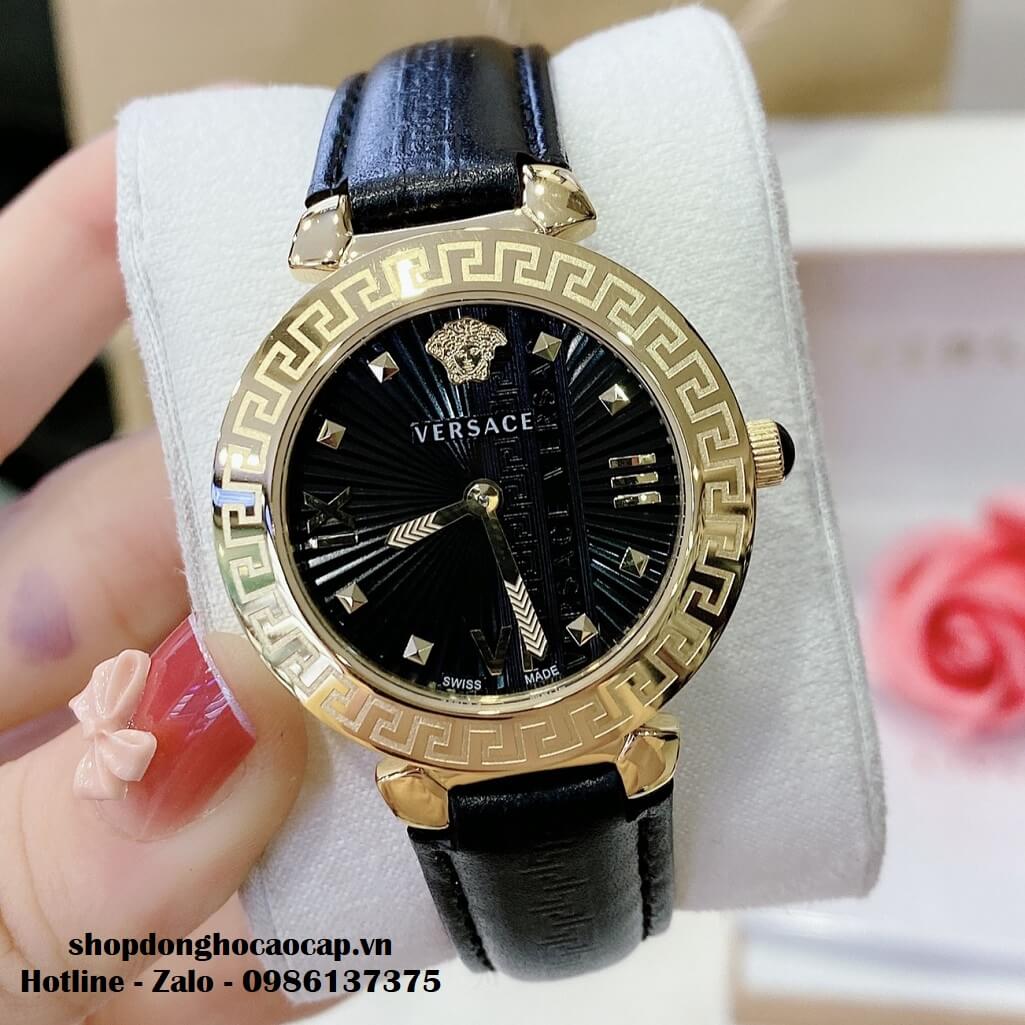 Đồng Hồ Versace Greca Icon Dây Da Đen Nữ 36mm