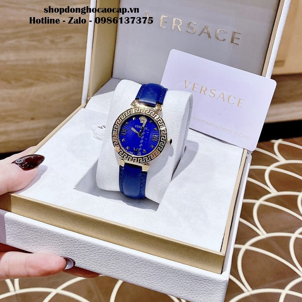 Đồng Hồ Versace Greca Icon Dây Da Xanh Nữ 36mm