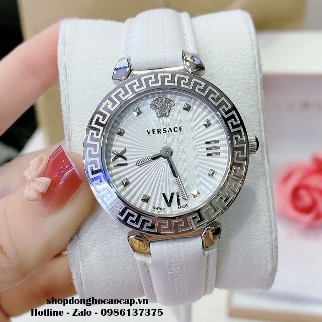 Đồng Hồ Versace Greca Icon Dây Da Trắng Mặt Trắng Silver Nữ 36mm