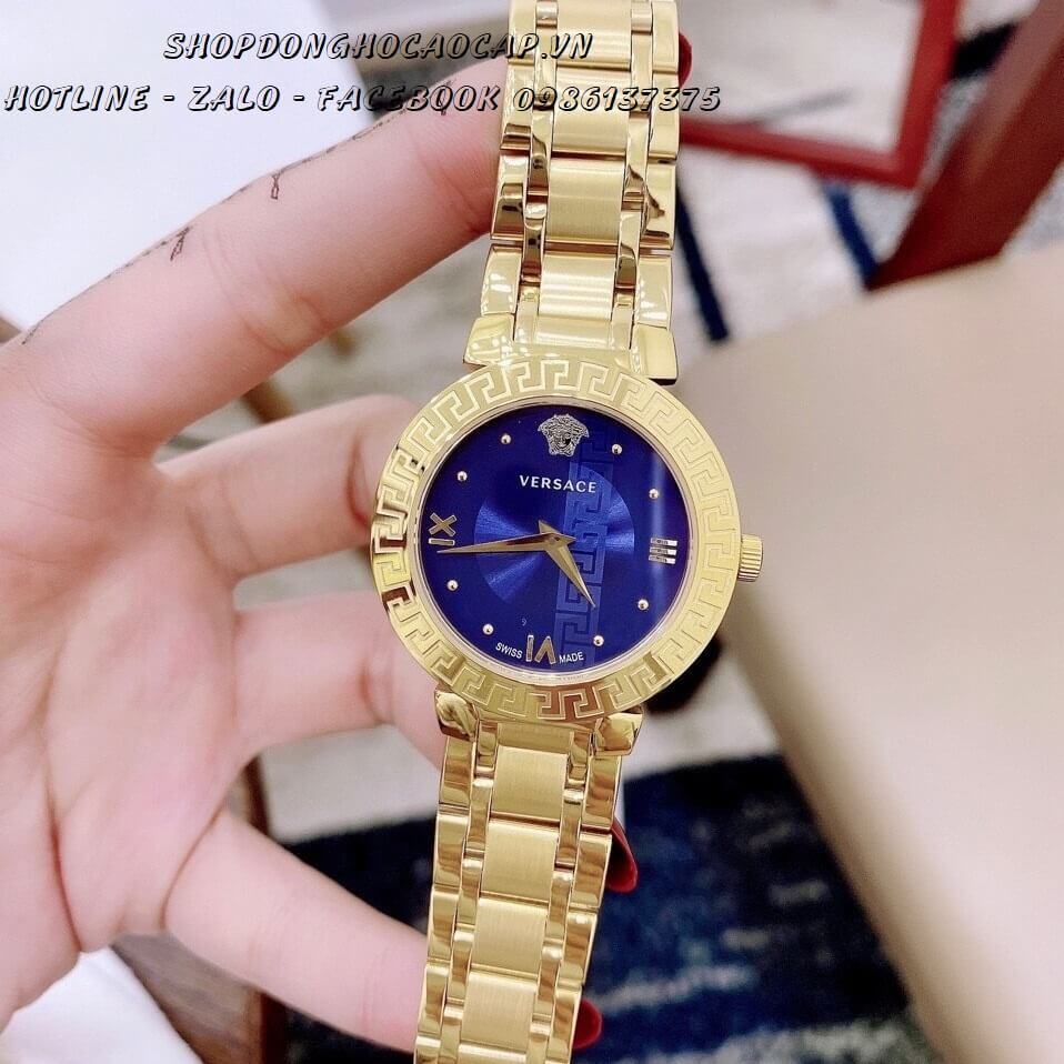 Đồng Hồ Versace Daphnis Nữ Dây Thép 35mm (Vàng Mặt Xanh)