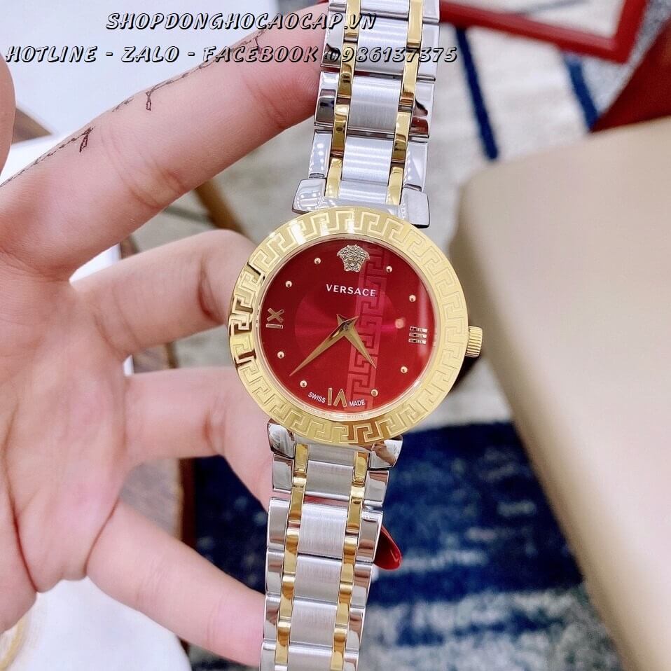 Đồng Hồ Versace Daphnis Nữ Dây Thép 35mm (Demi Mặt Đỏ)