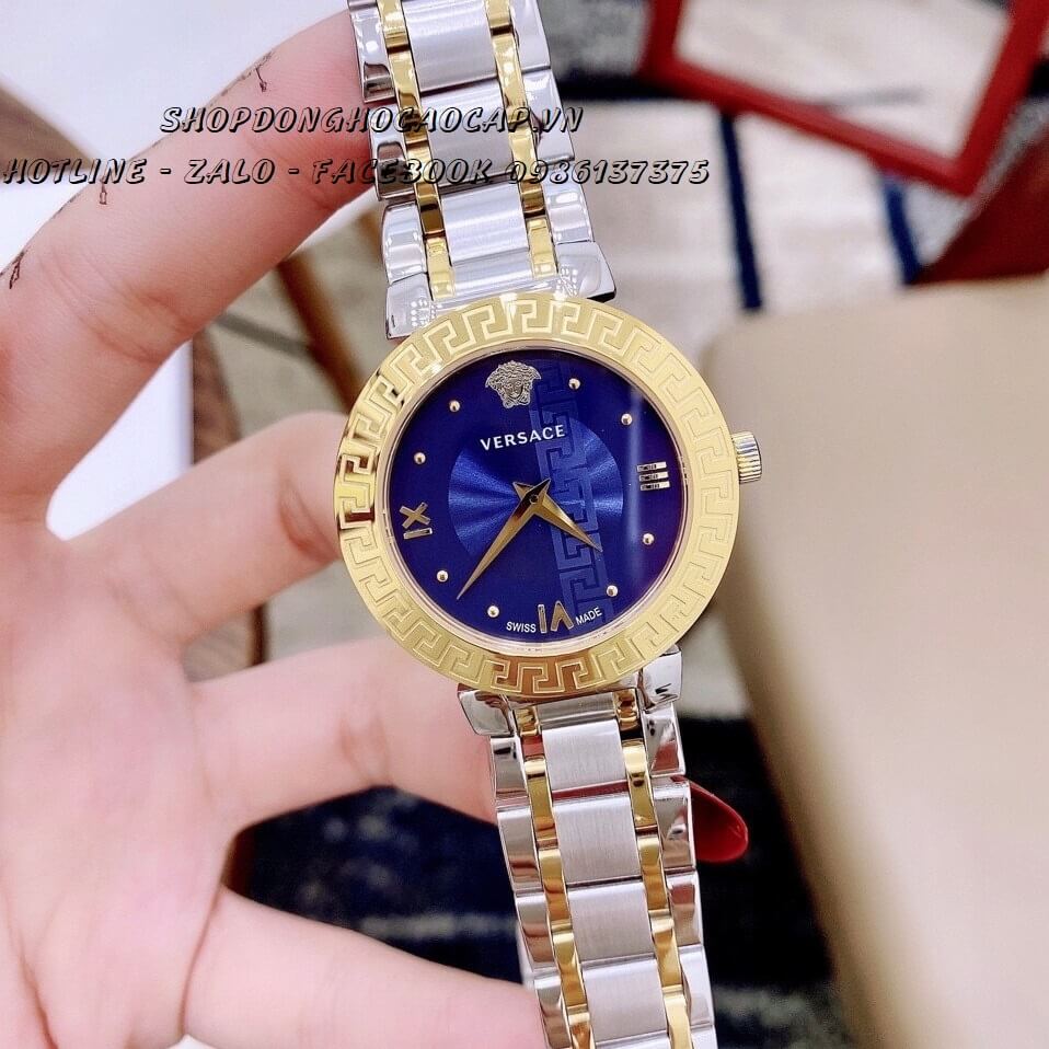 Đồng Hồ Versace Daphnis Nữ Dây Thép 35mm (Demi Mặt Xanh)