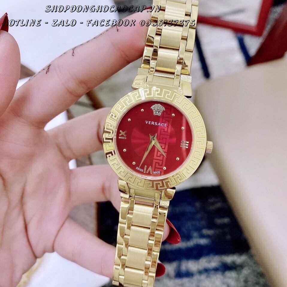 Đồng Hồ Versace Daphnis Nữ Dây Thép 35mm (Mặt Đỏ)
