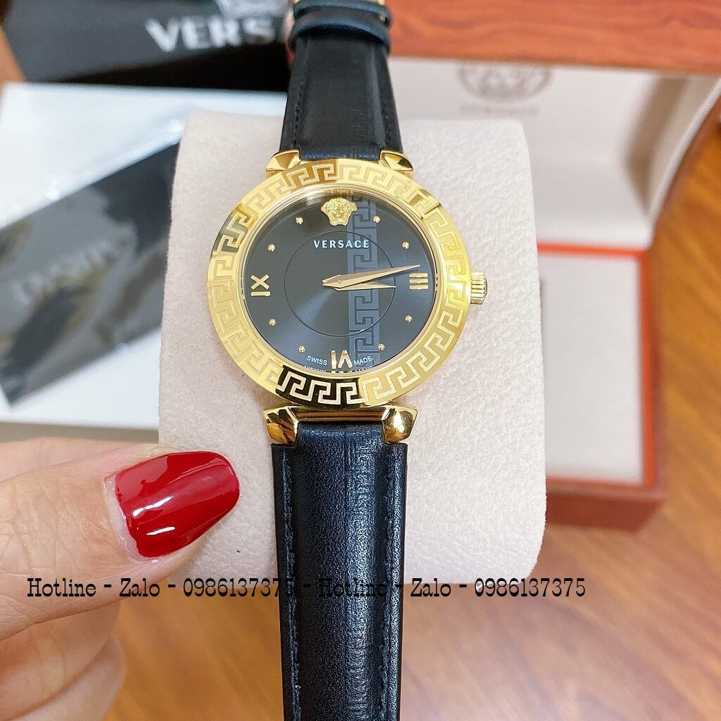 Đồng Hồ Versace Daphnis Dây Da Đen Nữ 35mm