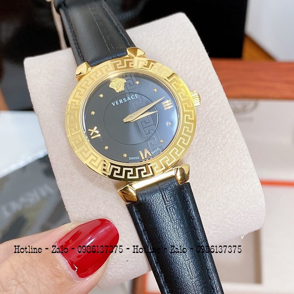 Đồng Hồ Versace Daphnis Dây Da Đen Nữ 35mm