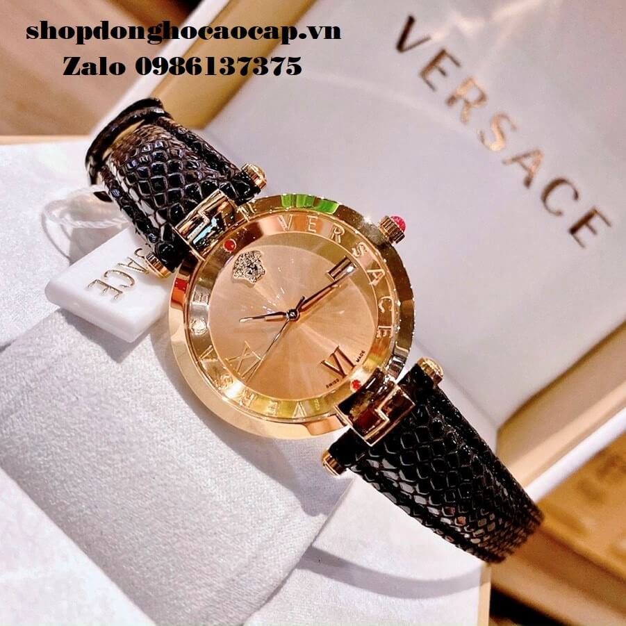 Đồng Hồ Nữ Versace Revive Dây Da Đen 35mm Gold